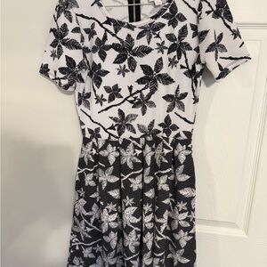 LuLaRoe Black and White Floral Amelia Midi Dress